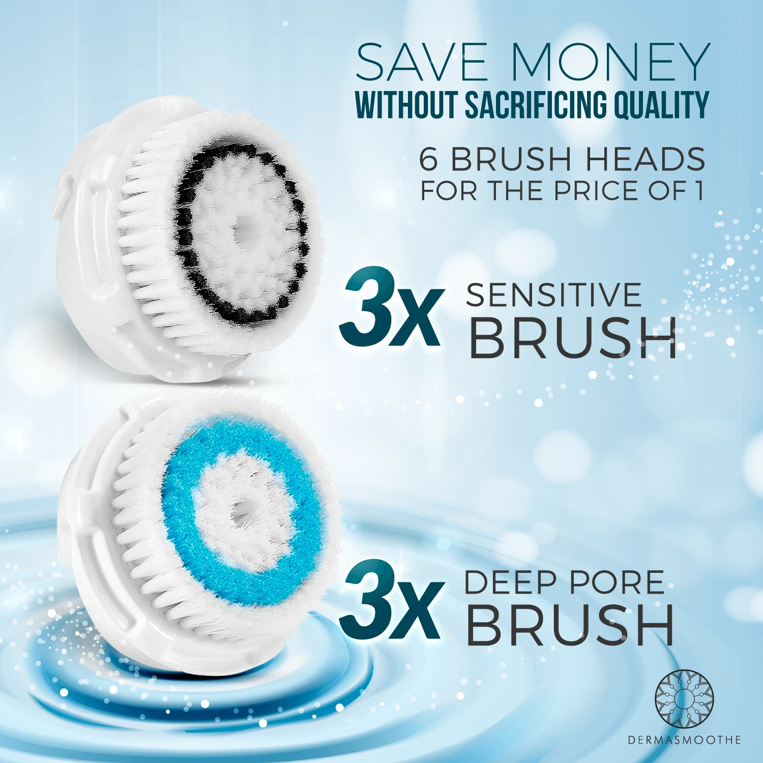 DermaShine 6 pack Deep Pore and Sensitive Brush Head Replacements