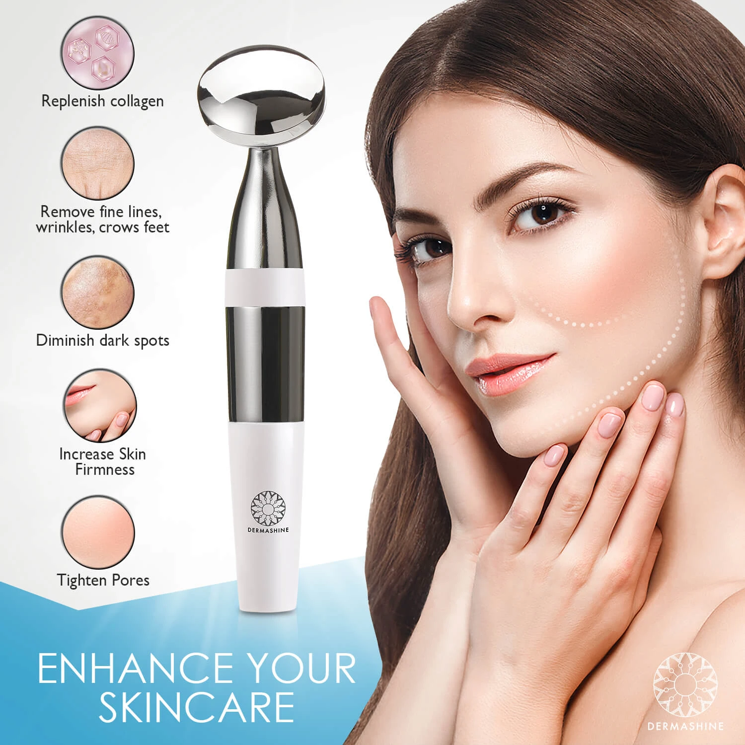 DermaShine Face Massager Portable Facial Machine for Anti-Aging, Fine Lines, Wrinkles, Collagen, Facial Massager, Korean Skin Care Tools